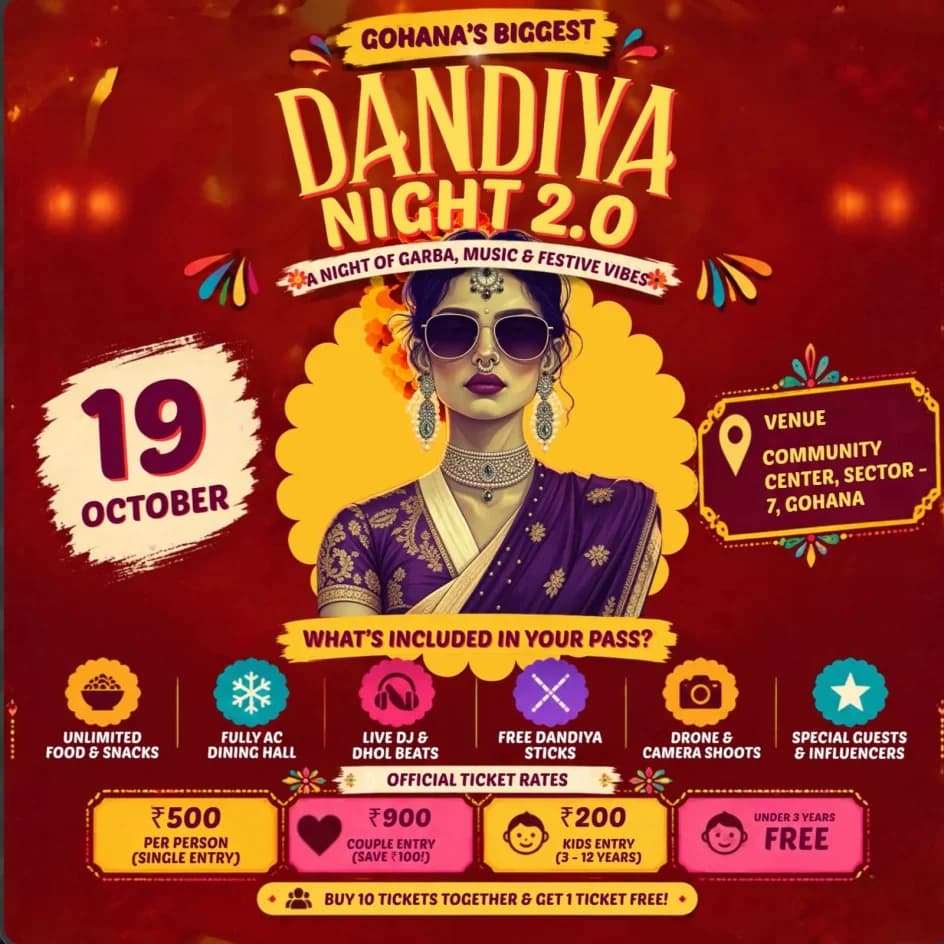 Gohana's Biggest Dandiya Night 2.0 (Navratri 2026)